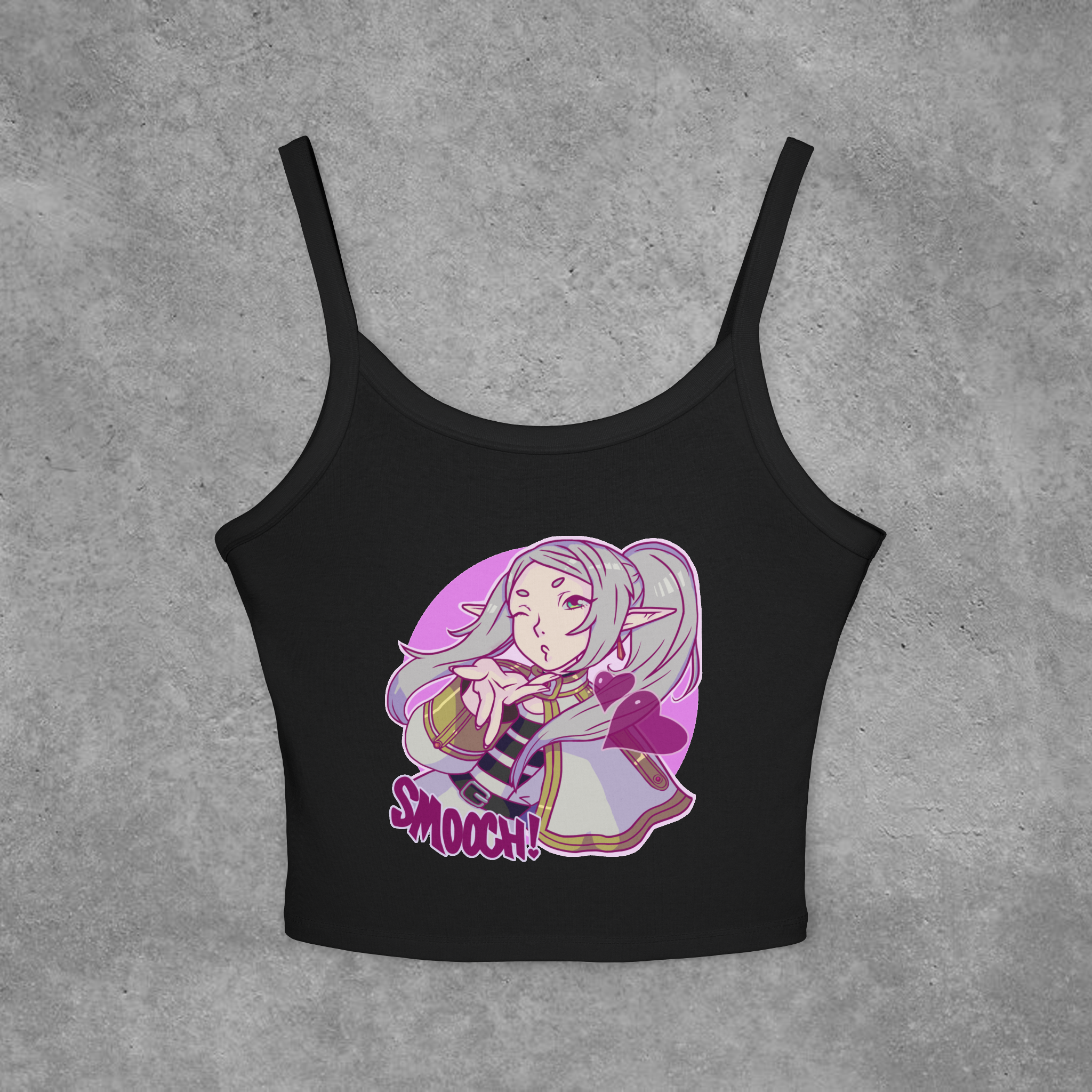 Frieren Smooch tank top cropped Anime Smooch Crop Tank Top — Cute Kawaii Frieren Design - Image 1